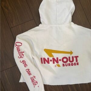 In-N-Out Burger White Cropped Hoodie with Logo